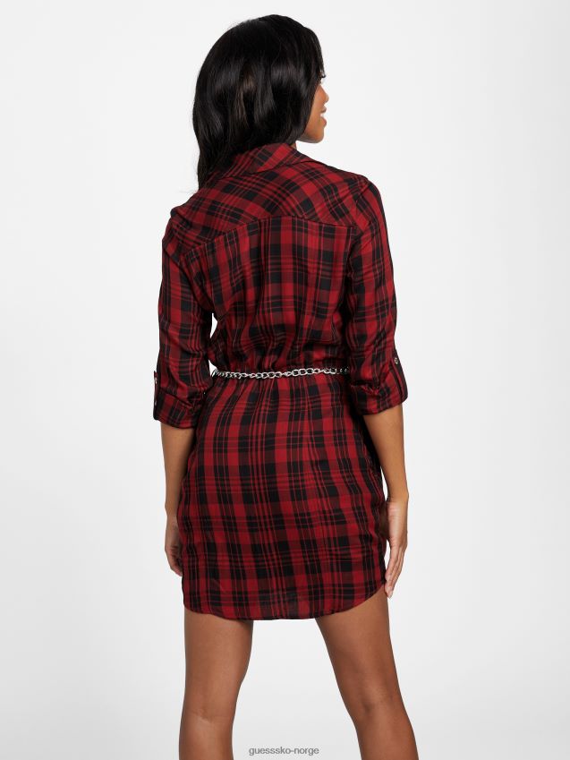 Guess holiday bliss rutete abelina vevd skjortekjole ferie lykke pledd kvinner F0LJ806988