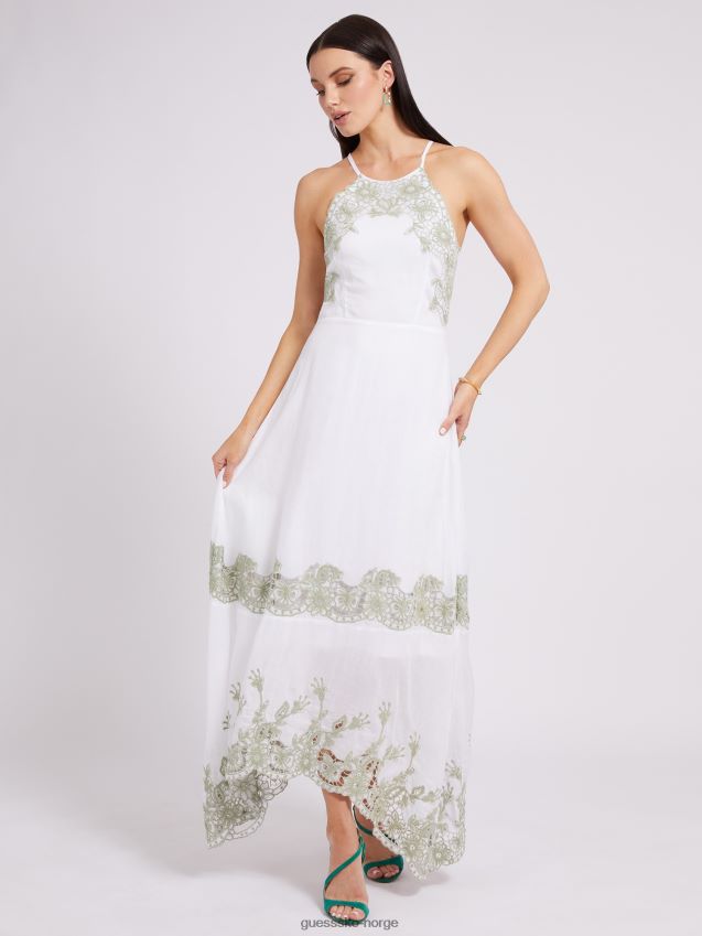 Guess hvit brodert lang kjole hvit kvinner F0LJ803808