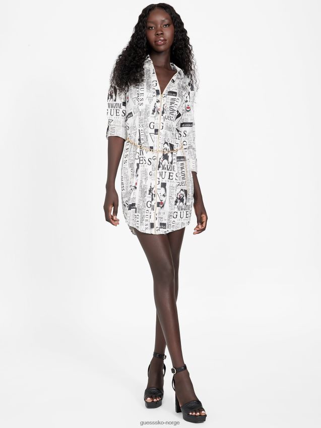 Guess jet black multi arden skjortekjole jet black multi kvinner F0LJ806907