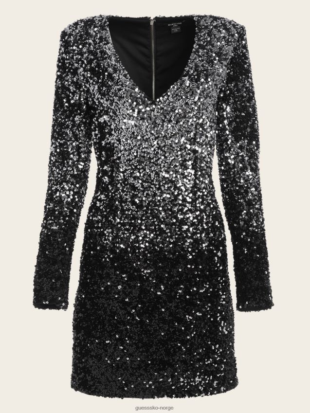 Guess jet black skygge platina gnistre som diamanter paljett kjole kulsort nyanse platina kvinner F0LJ809674