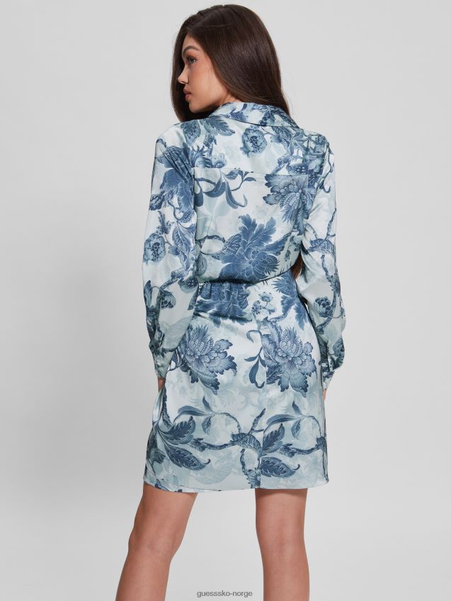 Guess øko alya trykket kjole porselen blomstertrykk bl porselens blomstertrykk bl kvinner F0LJ809255