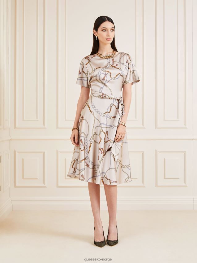 Guess krem marciano kjole med all over print krem kvinner F0LJ806217