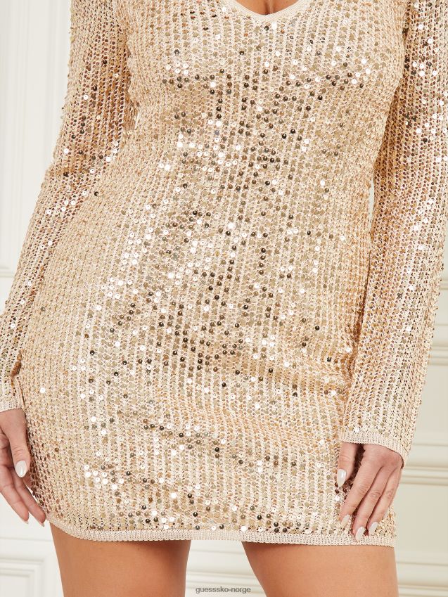 Guess let it paljettgenser kjole fawn taupe multi fawn taupe multi kvinner F0LJ809672