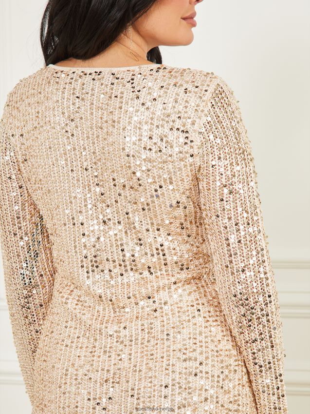 Guess let it paljettgenser kjole fawn taupe multi fawn taupe multi kvinner F0LJ809672