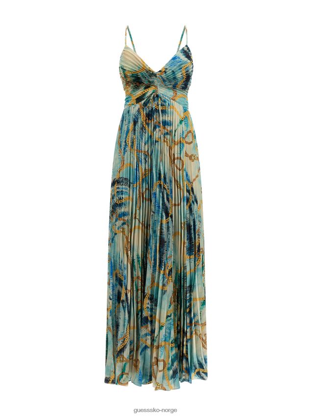 Guess lyseblå marciano maxikjole med all over print lyse blå kvinner F0LJ803749
