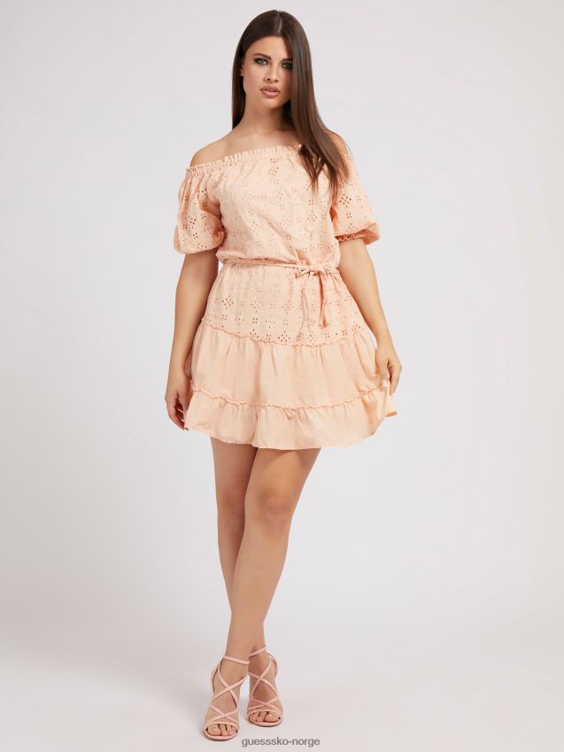 Guess mørk rosa off-shoulder bomullskjole mørk rosa kvinner F0LJ803947