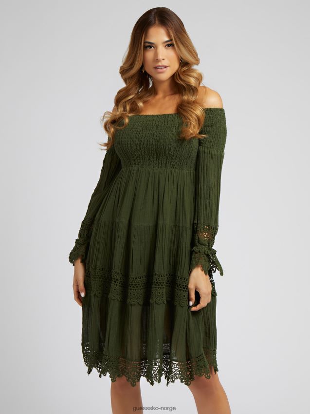 Guess makram off-shoulder kjole grønn grønn kvinner F0LJ803661