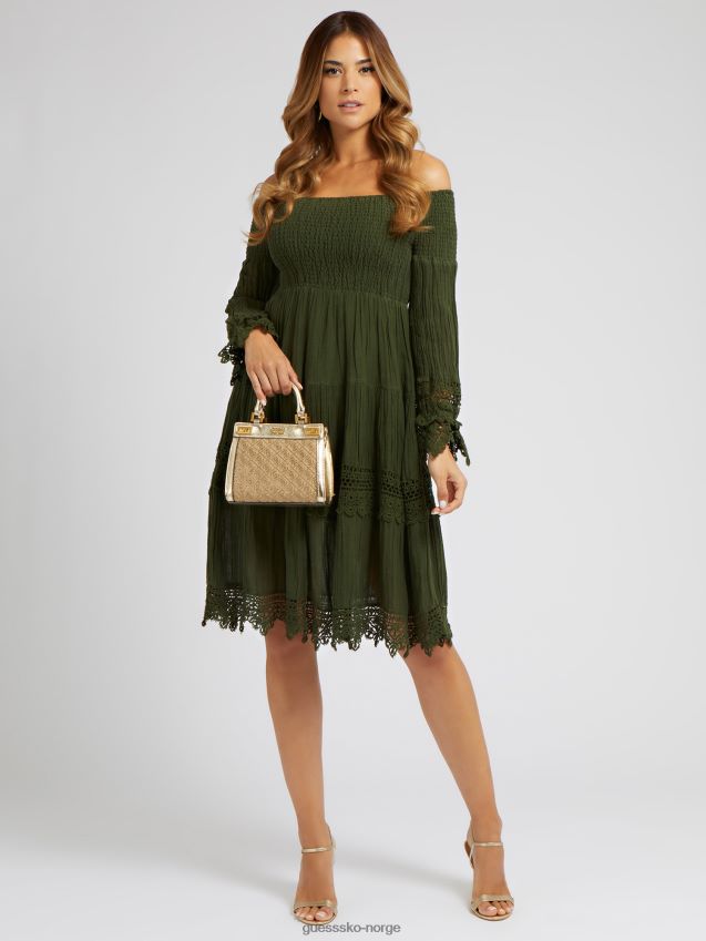 Guess makram off-shoulder kjole grønn grønn kvinner F0LJ803661