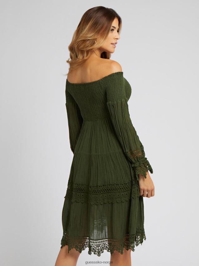 Guess makram off-shoulder kjole grønn grønn kvinner F0LJ803661
