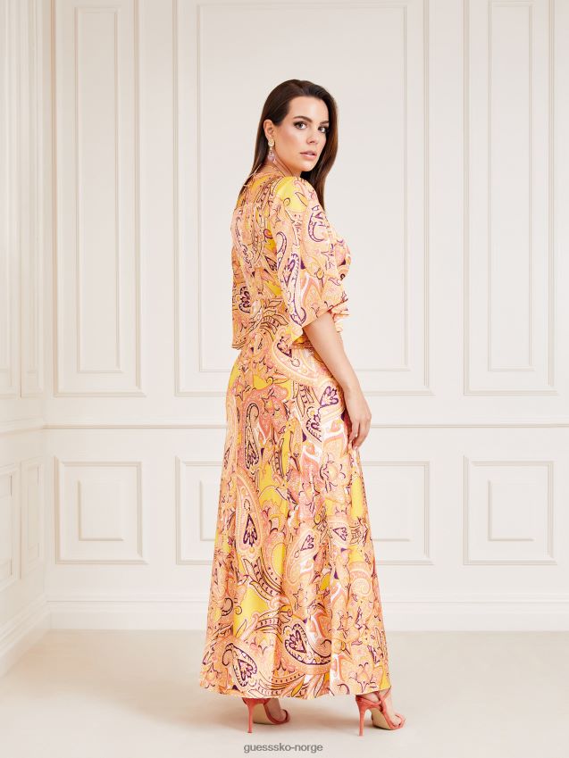 Guess marciano all over print kjole gul gul kvinner F0LJ803783