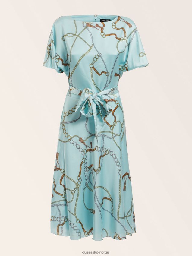 Guess marciano all over print kjole lyseblå lyse blå kvinner F0LJ805936