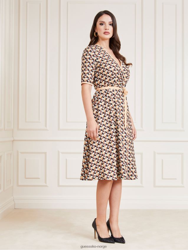 Guess marciano all over print kjole rød multi rød multi kvinner F0LJ806574