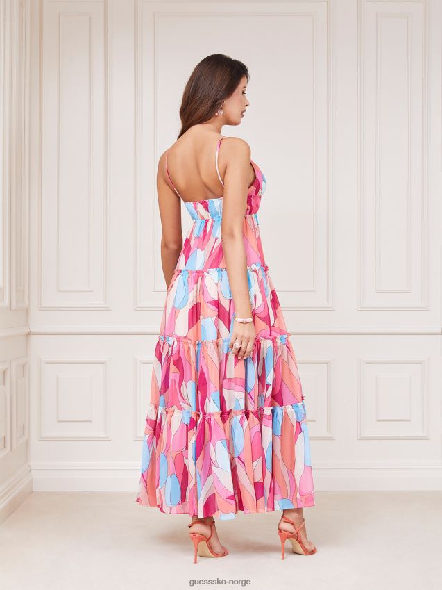 Guess marciano all over print kjole rosa rosa kvinner F0LJ803472