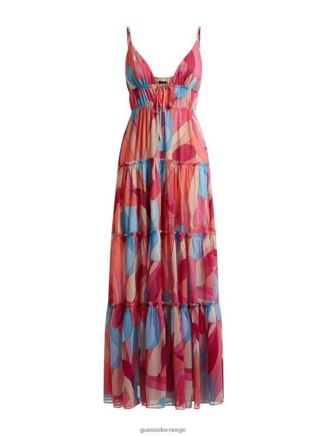 Guess marciano all over print kjole rosa rosa kvinner F0LJ803472