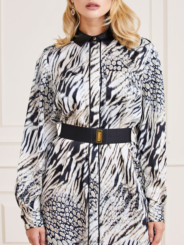 Guess marciano chemisier kjole hvit multi hvit multi kvinner F0LJ803270