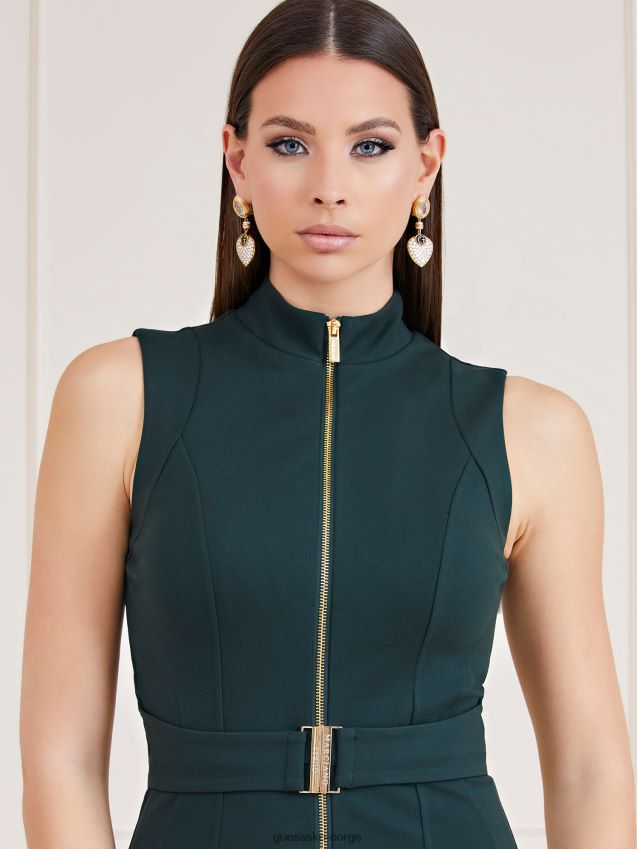 Guess marciano grønn kjole med glidelås grønn kvinner F0LJ803063