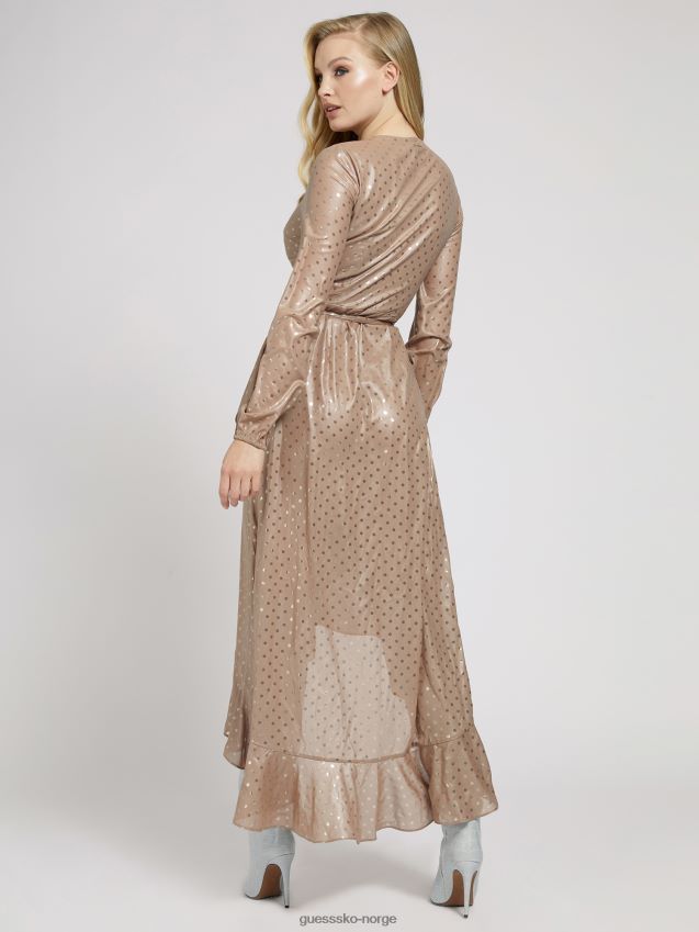 Guess maxi-kjole med prikker i beige beige kvinner F0LJ806298