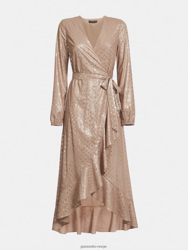 Guess maxi-kjole med prikker i beige beige kvinner F0LJ806298