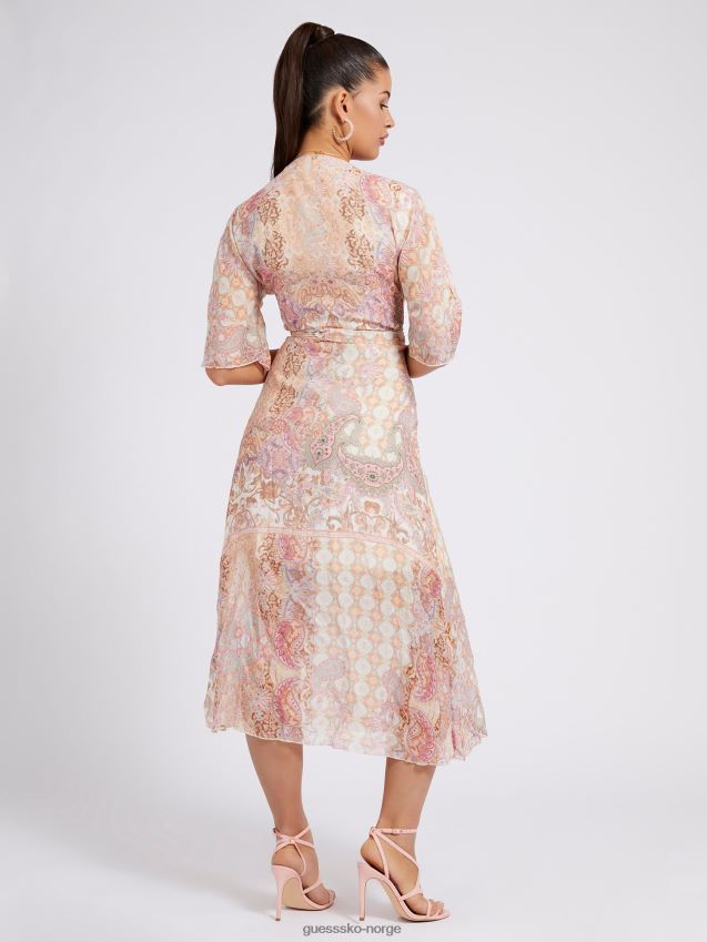 Guess multi rosa lang kjole med hele print multi rosa kvinner F0LJ803611