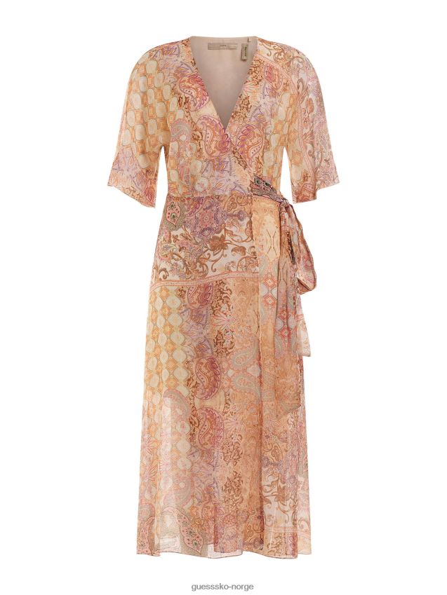 Guess multi rosa lang kjole med hele print multi rosa kvinner F0LJ803611
