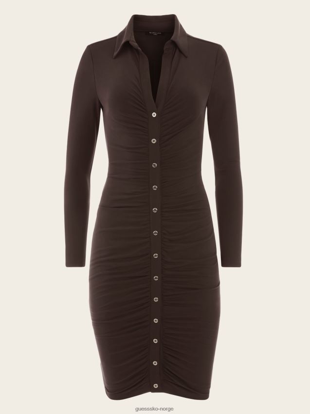 Guess natalia ruched kjole mørk stekt mørk stek kvinner F0LJ809555