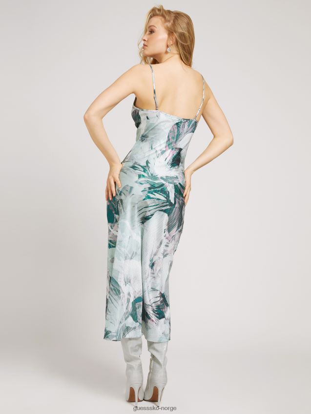 Guess nyanser av blå sateng lang kjole nyanser av blått kvinner F0LJ806341