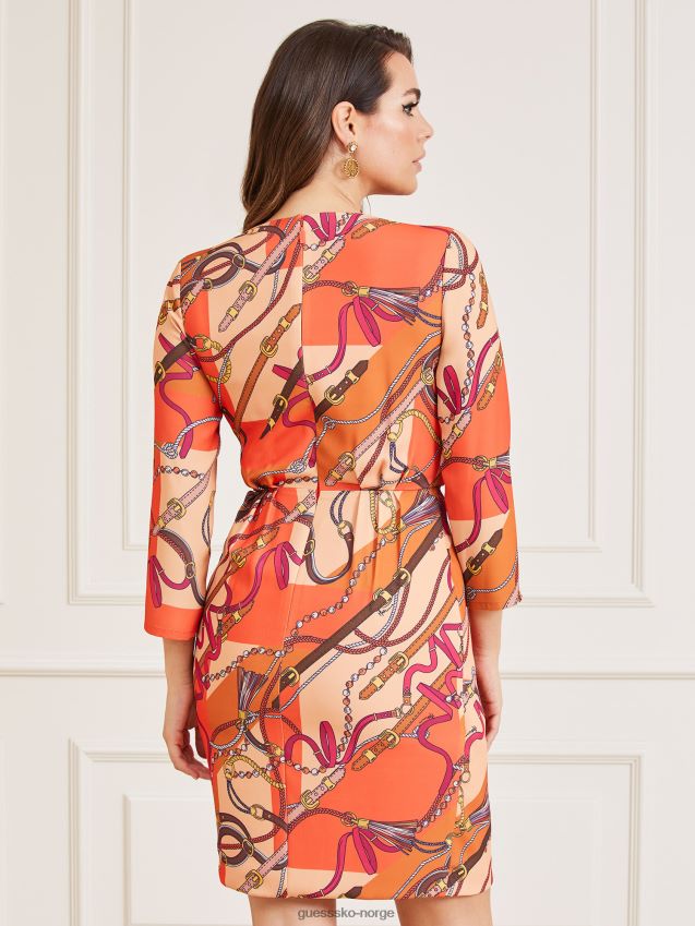 Guess nyanser av oransje marciano all over print kjole nyanser av oransje kvinner F0LJ806249