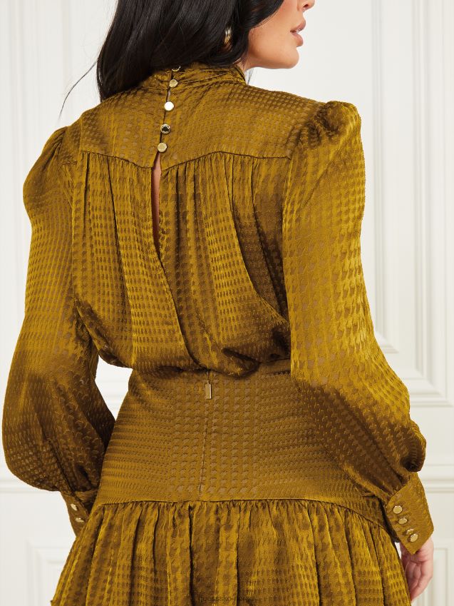 Guess oliven gull prins av wale millie kjole oliven gull prins av wale kvinner F0LJ809560