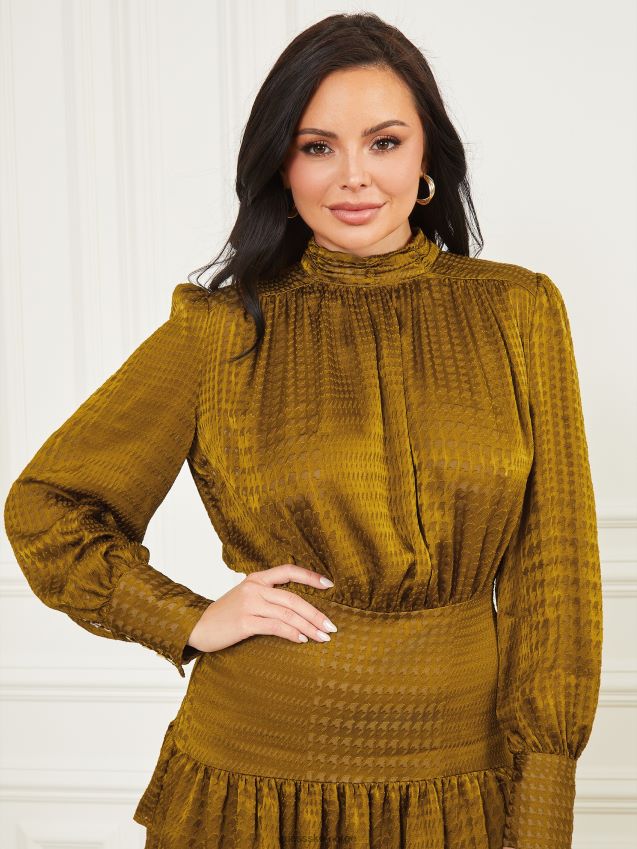 Guess oliven gull prins av wale millie kjole oliven gull prins av wale kvinner F0LJ809560