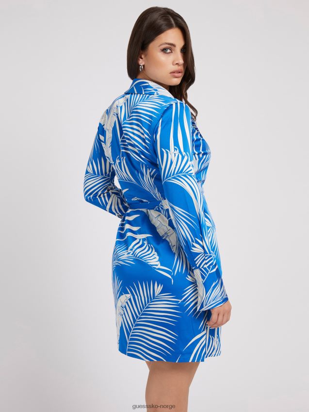Guess omslagskjole med hele trykk blå multi blå multi kvinner F0LJ803957
