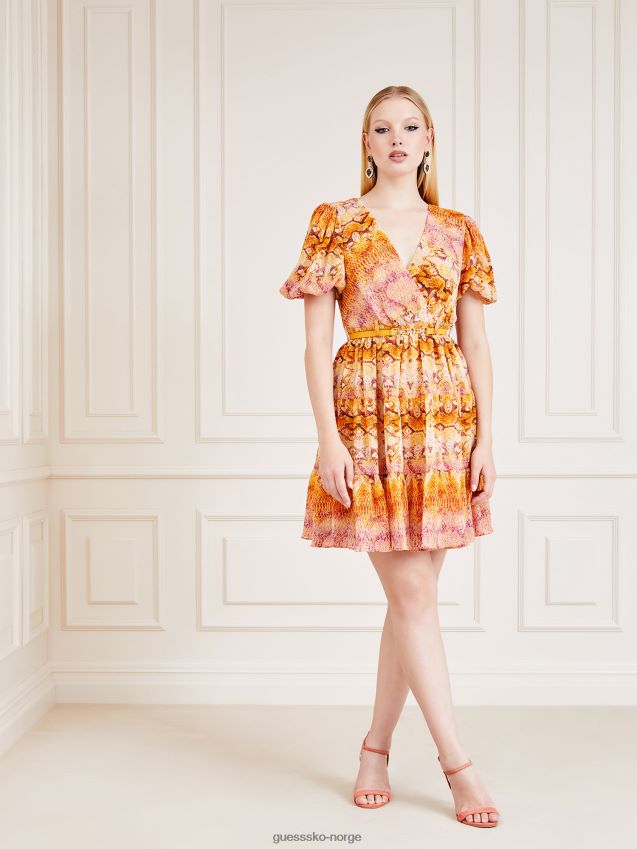 Guess oransje marciano kjole med all over print oransje kvinner F0LJ803735