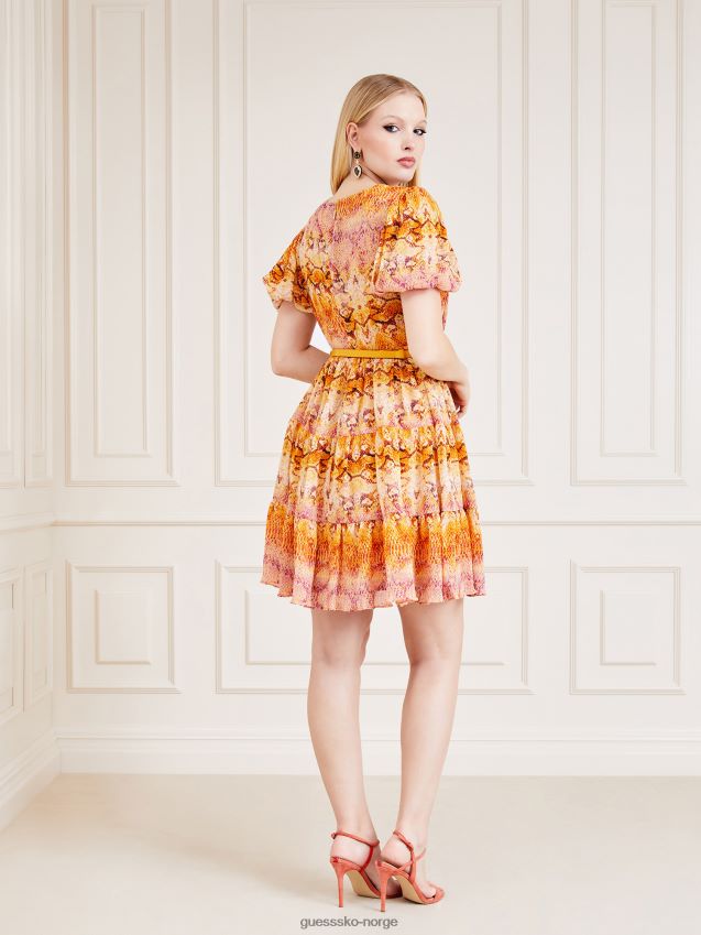 Guess oransje marciano kjole med all over print oransje kvinner F0LJ803735