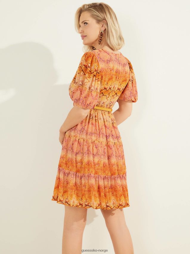 Guess oransje marciano kjole med all over print oransje kvinner F0LJ803735