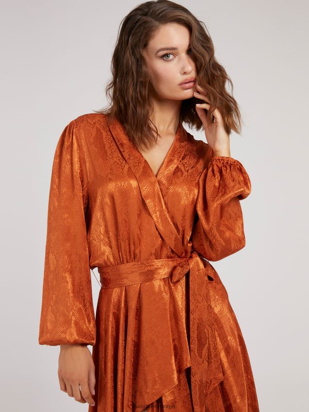 Guess oransje viskose-beltekjole oransje kvinner F0LJ805737