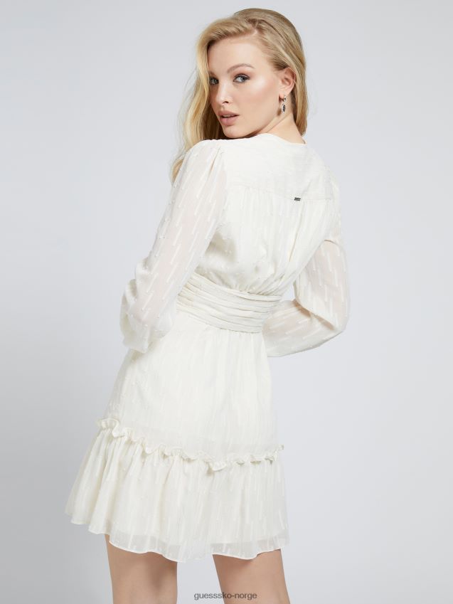 Guess passform og flare chiffon kjole krem krem kvinner F0LJ806647
