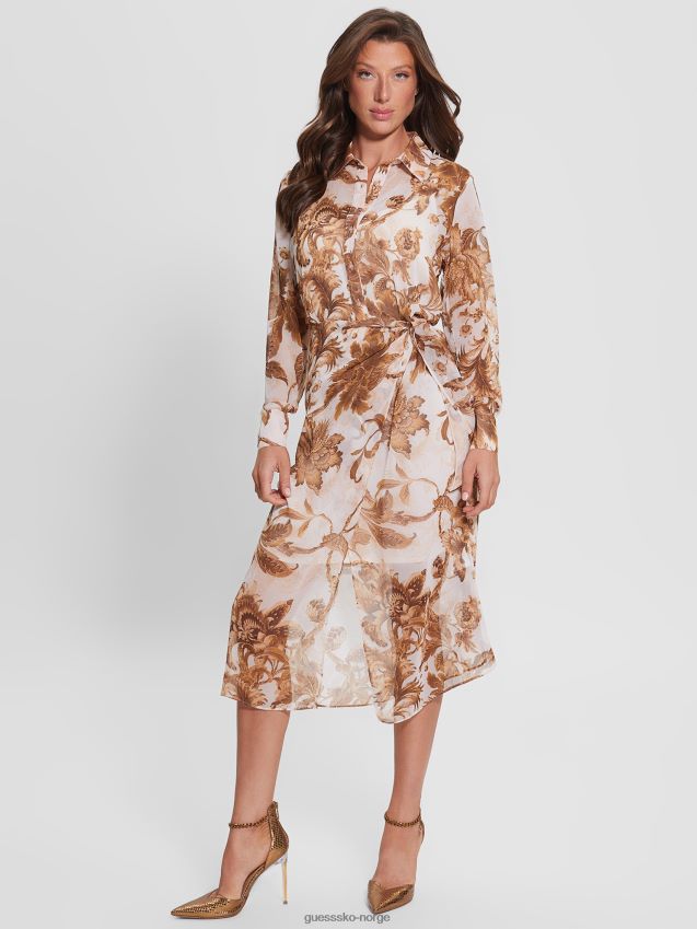 Guess porselen blomsterprint br eco lama trykt kjole porselens blomstertrykk br kvinner F0LJ809424
