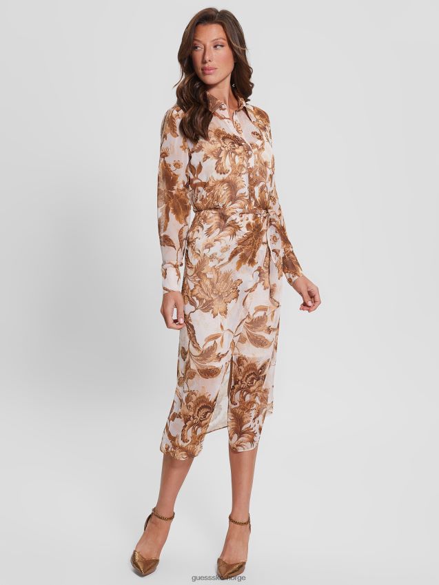 Guess porselen blomsterprint br eco lama trykt kjole porselens blomstertrykk br kvinner F0LJ809424