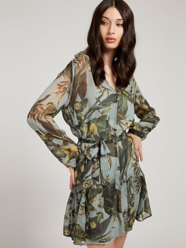 Guess print krøllet kjole flerfarget mønster flerfarget mønster kvinner F0LJ806020