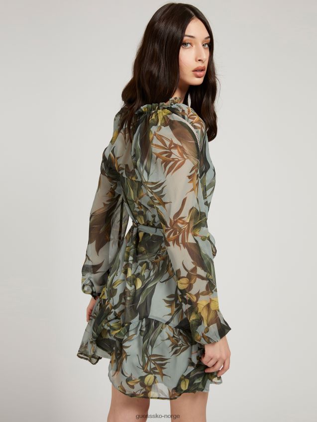 Guess print krøllet kjole flerfarget mønster flerfarget mønster kvinner F0LJ806020