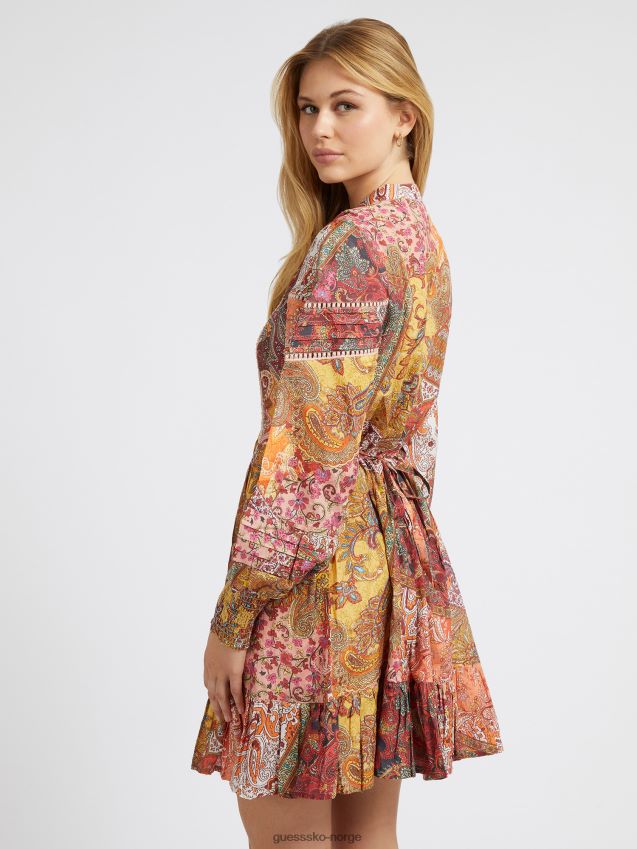 Guess rød kjole med paisleyprint rød kvinner F0LJ803752