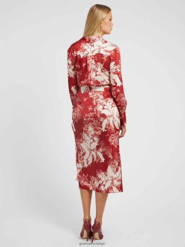 Guess rød lang kjole med blomstertrykk rød kvinner F0LJ803682