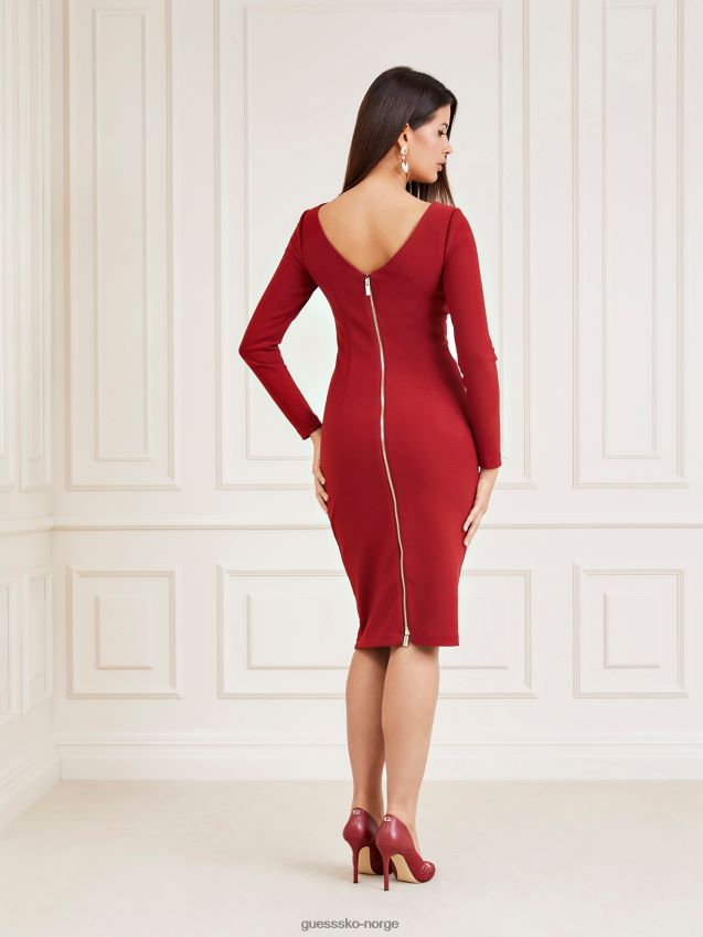 Guess rød marciano glidelåskjole bak rød kvinner F0LJ803342