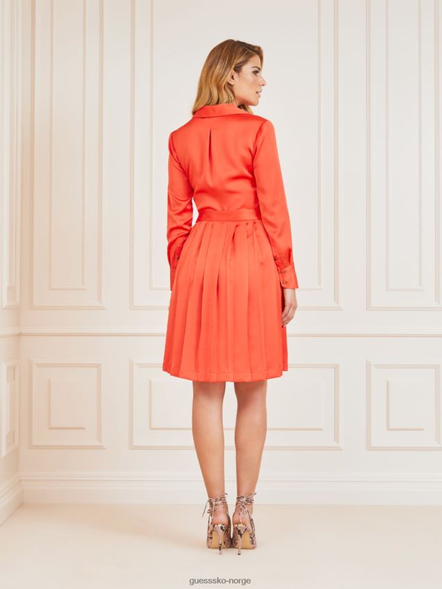 Guess rød marciano sateng chemisier kjole rød kvinner F0LJ806104