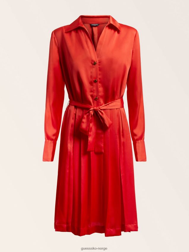 Guess rød marciano sateng chemisier kjole rød kvinner F0LJ806104