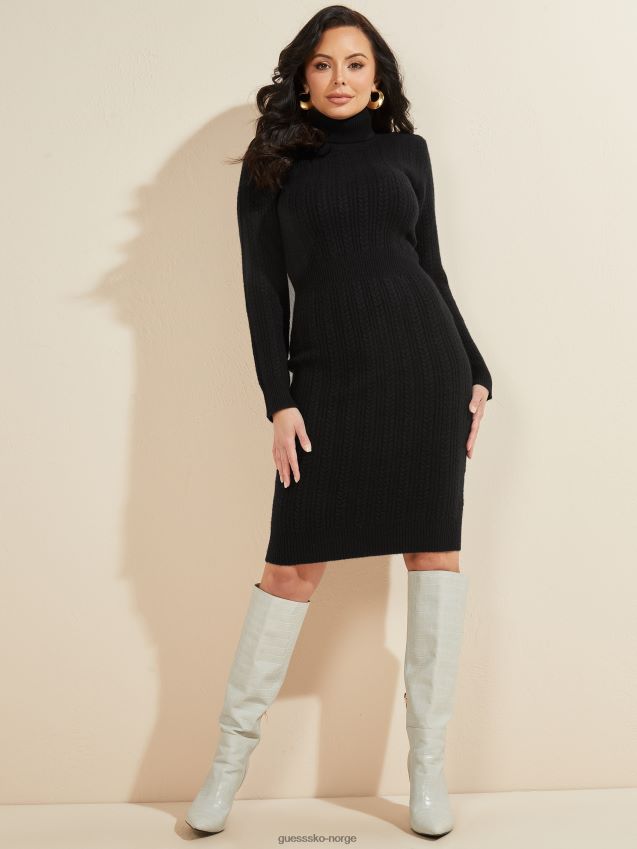 Guess sherri kashmir genser kjole jet black kulsvart kvinner F0LJ809835