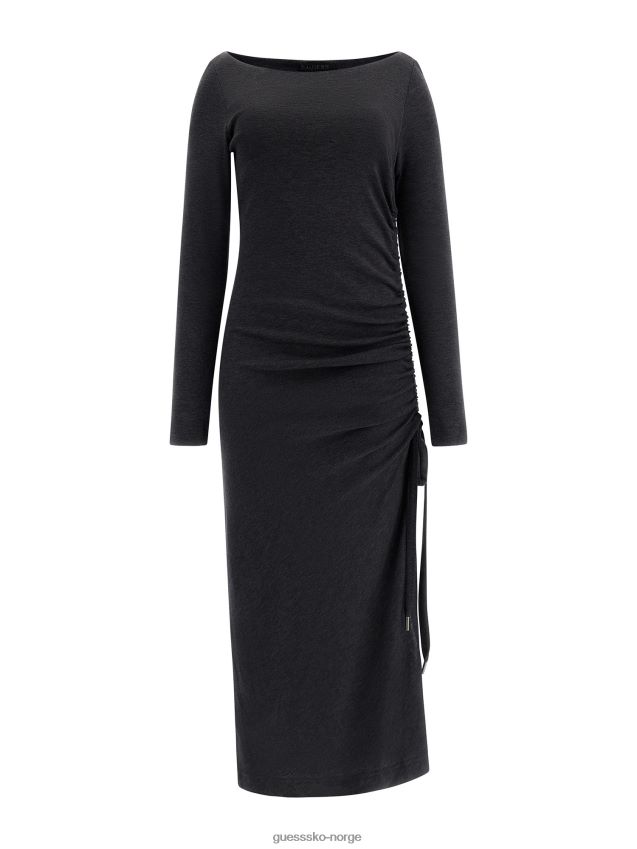 Guess side snøring lang kjole grå grå kvinner F0LJ803716