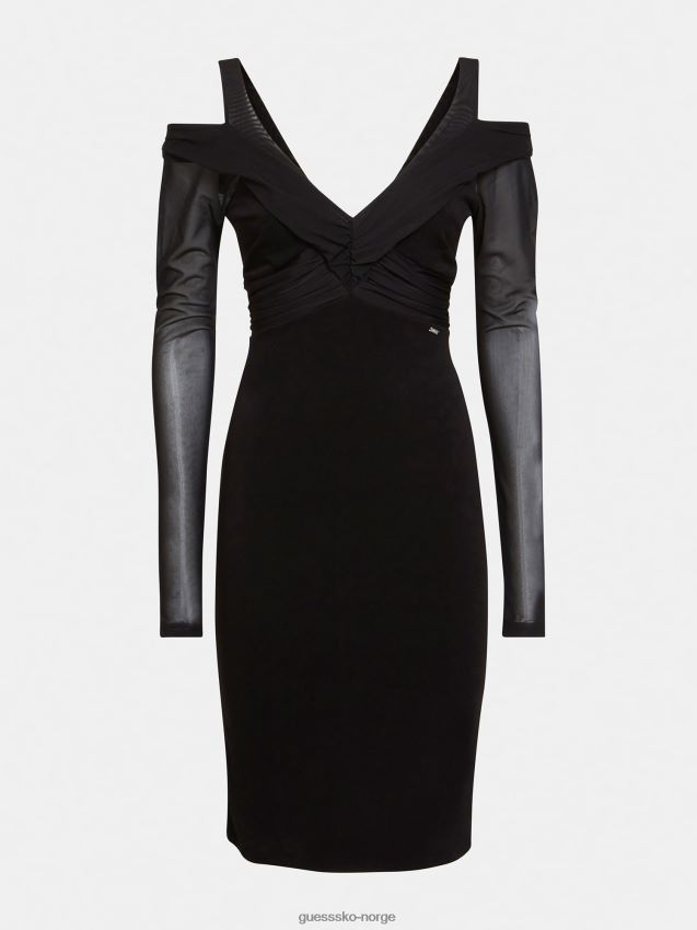 Guess sort kjole med gjennomsiktige ermer svart kvinner F0LJ805645