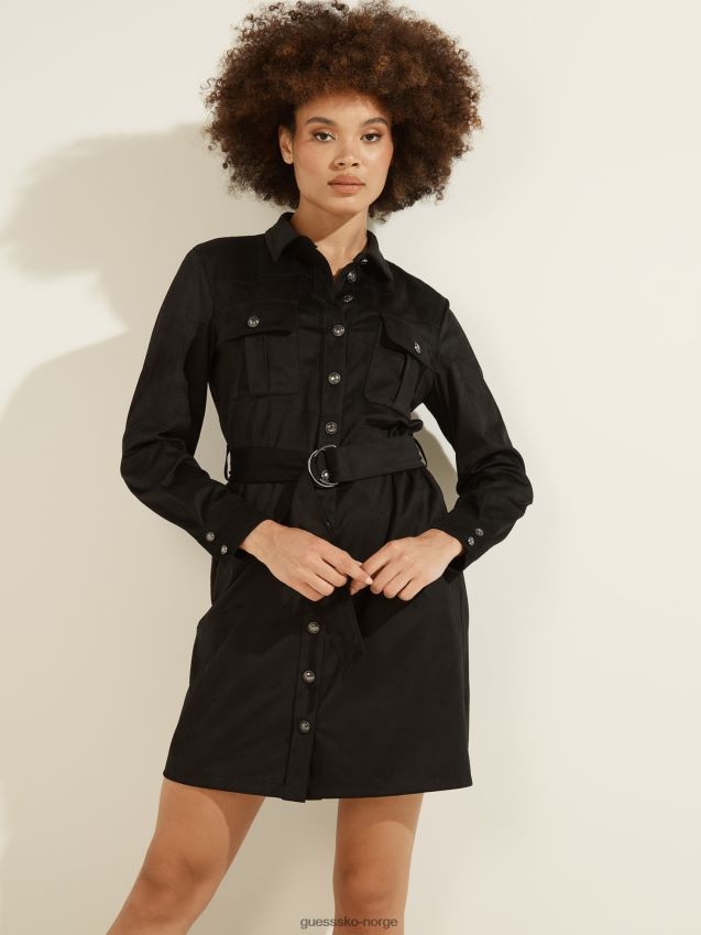 Guess svart imitert semsket kjole svart kvinner F0LJ803901
