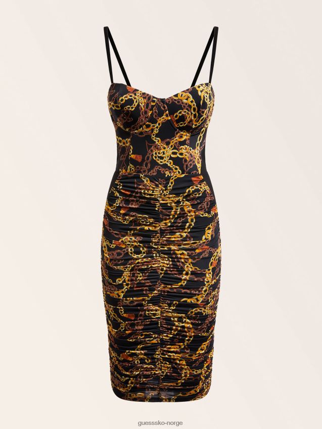 Guess svart kjole med multi marciano-kjedetrykk svart multi kvinner F0LJ806368
