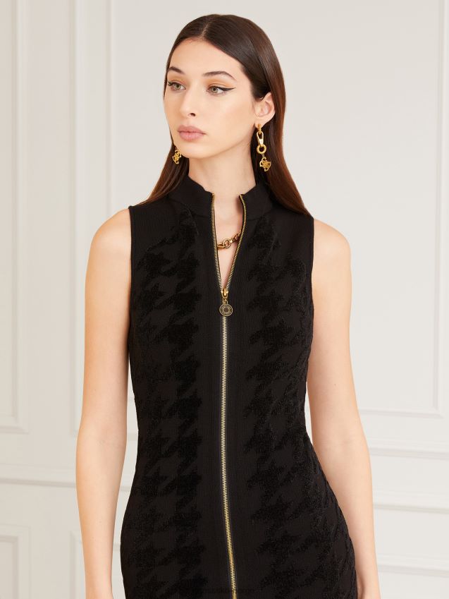 Guess svart marciano pied de poule genserkjole svart kvinner F0LJ805699